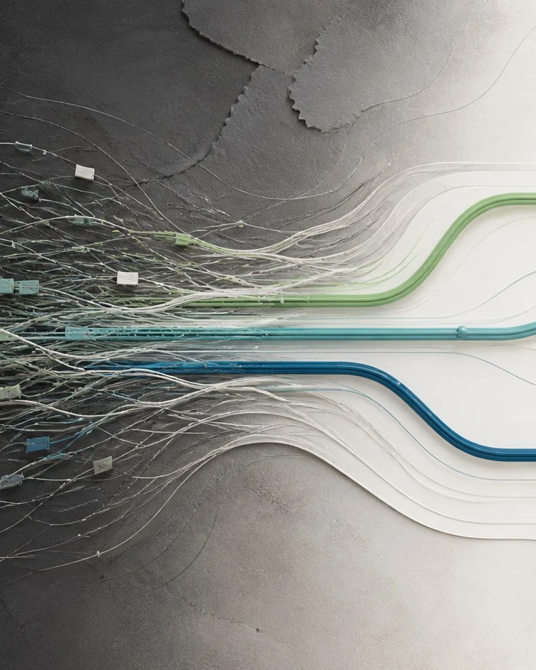Abstract rendering of complex systems resolving into ordered structure